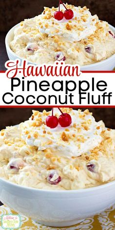 Hawaiian Pineapple Coconut Fluff Pineapple Coconut Fluff, Pineapple Dessert Easy, Simple Dessert Recipes, Fluff Salad Recipes, Hawaiian Desserts, Easy Fruit Salad Recipes, Cool Whip Desserts, Jello Dessert Recipes