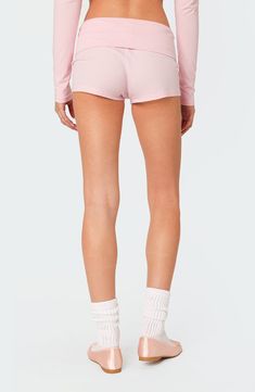 Slip into your weekend state of mind in these stretchy cotton shorts featuring a cozy fold-over waistline. Pull-on style 95% cotton, 5% spandex Machine wash, dry flat Imported Cami Mendes, Visionary Fashion, Incentive Programs, Pj Shorts, Mini Shorts, State Of Mind, Pink Shorts, Skin Care Tools, Personal Marketing