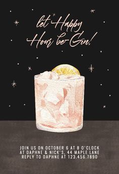 an advertisement for a cocktail bar featuring a pink drink with lemon wedges in it