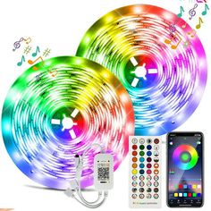 two colorful lights with remote control and controller