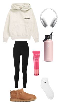 Essentials hoodie, Lululemon Align leggings, Hydroflask water bottle trillium, UGG mini boot, AirPods Pro Max, Laneige lip berry balm, Nike sock Nike Pro Leggings Outfit, Mini Ugg Boots Outfit, Airpods Pro Max, Ugg Mini Boot, Hydroflask Water Bottle, Mini Ugg Boots, Ugg Boots Outfit, Laneige Lip, Essentials Hoodie