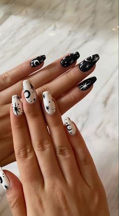 Halloween Nails Diy, Witchy Nails, Halloween Acrylic Nails, Grunge Nails, Nails 2021, Acrylic Nails Coffin Short, Star Nails, Acrylic Nails Coffin, Baby Boomer