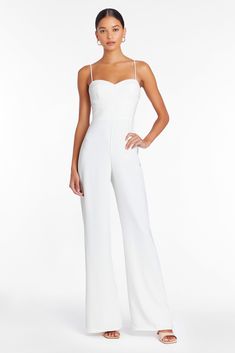 Jumpsuit Sleeveless Sweetheart Neckline Adjustable Spaghetti Straps No Pockets 100% Polyester Machine Wash Cold, Gentle Cycle, Line Dry CI-4559 Champagne Jumpsuit, Hoco Court, Spaghetti Strap Jumpsuit, Bride Outfits, I'm Crazy, Amanda Uprichard, Bride Clothes, Sweetheart Neckline, Fashion Ideas