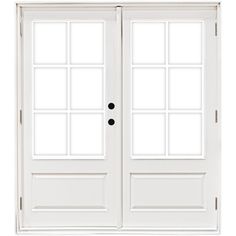 two white double doors with glass on each side