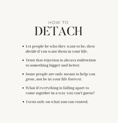 a white poster with the words how to detach