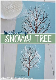 the snow tree craft is made with bubble wrappers and glue on it's sides