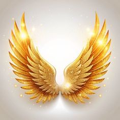 golden wings with sparkles on a white background