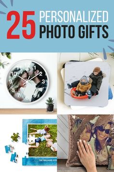 the 25 personalized photo gifts are on display for everyone to get in their home