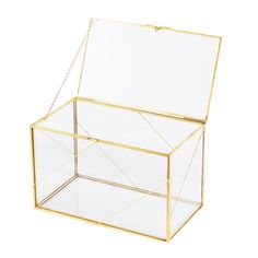 PRICES MAY VARY. Versatile Storage - Besides storage at home for jewelry, cosmetic, keepsake, it works as card box or reception box for parties. Versatility is one of its highlights. Premium Material - Tempered glass and sturdy metal provides safety and durability. This box will surely protect your cherished belongings very well. Strong Decoration - Size: 8.12 x 5 x 4.5”, Gold metal frame comes with strong decoration which makes itself a wonderful centerpiece. With it each corner will be shined. Wedding Gift Card Box, Makeup Containers, Vintage Jewelry Box, Card Box Wedding, Glass Boxes, Gold Branding, Wedding Item, Cosmetic Storage, Gold Glass