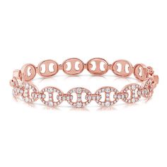 14Kt Gold & Diamond Designer Links Bangle Bracelet available in Yellow/White/Rose Gold Diamonds are 1.78ct Luxury Rose Gold Diamond Bracelet With Pave Setting, Luxury Rose Gold Oyster Bracelet, Pink Gold Formal Fine Jewelry Bracelets, Rose Gold Pave Setting Diamond Bracelet, Luxury Rose Gold Diamond Bangle Bracelet, Rose Gold Diamond Bracelet With Pave Setting, Rose Gold Bracelets With Pave Setting For Gift, Diamond Rose Gold Bangle Chain Bracelet, Rose Gold Pave Setting Bracelet