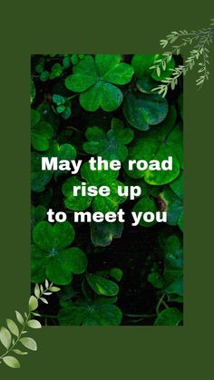 the words may the road rise up to meet you are surrounded by green leafy plants