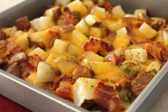 several different pictures of food including potatoes, ham and cheese