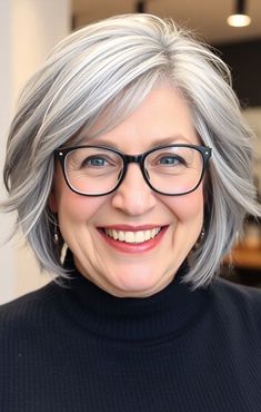 Sophisticated Silver Bob, Slimming Short Haircuts for Chubby Women Over 60, short haircut for women over 60 Short Hair For Chubby Faces, Silver Bob, Short Haircut For Women, Hairstyles For Fat Faces, Haircut For Women, Medium Length Bobs, Hairstyles Over 50