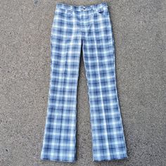 Vintage 1970's pants from Wrangler. Mystery woven fabric, probably a cotton/poly blend. Machine washable. 4-pocket style, metal zip fly, button waist. Boot cut leg. Tagged as 31x33, but runs smaller by modern standards because there's no stretch. Excellent condition!  Waist: 30" Rise: 11" Hip: 36" Inseam: just a hair over 32" Hem circumference: 18" Plaid Jeans, Wrangler Vintage, Vintage Wrangler, Womens Jeans, Woven Fabric, Favorite Outfit, 1970s, Women Jeans, Trousers