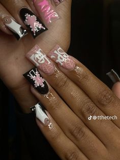 Birthday Nails Scorpio, Scorpio Nails Designs, Bape Nails, Pretty Nail Designs Acrylics, Rich Rich, Nail Piercing, Nails Design With Rhinestones