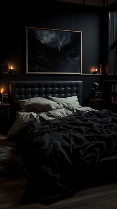 Dark Bedroom Aesthetic Simple Bed Design, Dark Bedroom Aesthetic, Black Canopy Bed, Double Loft Beds, Bedroom Aesthetic Ideas, Simple Bed Designs, House Beds For Kids, Bed Design Ideas