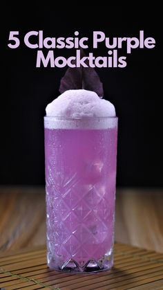 Purple Mocktails Lavender Color Drinks, Purple Virgin Drinks, Non Alcoholic Purple Punch, Purple Drink Ideas, Shimmer Mocktails, Easy Purple Cocktails, Glitter Mocktail Recipe, Purple Food For Color Party, Specialty Drinks Nonalcoholic