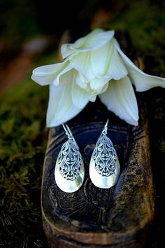 Silver Teardrops Boho Earrings Large Spiral Filigree Earrings Lotus Swirl Design,Elegant Drops Sterling Silver Nature Earring Statement   These Silver Teardrops Boho Earrings Large Spiral Filigree Earrings Lotus Swirl Design are Elegant Drops Sterling Silver Nature Earring Statement Pair that really 'pop'. They are are a perfect statement go-to pair of Earrings that match with everything. The Intricate detailing is classic and can fit any style or outfit, these Earrings are beautiful. Hand done in Sterling Silver with a Lotus, Spiral and Leaf Detailing, their gorgeous pattern and design is unique and on point. These Earrings have a very high polish and lustre, and the detailing on them is done with a darker patina in between to make the design stand out even more. This pair of Silver Drop Elegant Handmade Swirl Earrings, Elegant Swirl Earrings As Gift, Elegant Swirl Earrings For Gift, Elegant Swirl Ear Wire Earrings, Elegant Swirl Earrings With Ear Wire, Silver Spiral Wedding Earrings, Silver Spiral Earrings For Wedding, Elegant Swirl Shaped Pierced Earrings, Nature Earrings