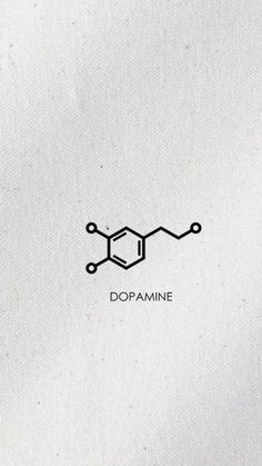 the chemical symbol for dopamine is shown in black and white on a light gray background