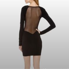 Bring Sexy Back (Literally) With This Long Sleeve Mesh Back Bodycon Dress In Black By Elizabeth And James In Size Small. Pair With Heels. Perfect For Any Cocktail Or Semi-Formal Event. Details: Mesh Side And Back Boat Neckline Long Sleeves Pullover Style Bodycon Silhouette Falls To Mid-Thigh Like New Approximate Measurements (Taken Flat): Chest (Pit To Pit): 15” Stretches To 18” Waist: 12.25” Stretches To 15” Hips: 16.75” Stretches To 20” Hem: 17” Length (Mid-Shoulder To Hem): 34.25” Chest, Hip Black Bodycon Dress Long Sleeve, Boat Neckline, Elizabeth And James, Long Sleeve Bodycon Dress, Long Sleeve Pullover, Semi Formal, Formal Event, Pullover Styling, Bodycon Dress