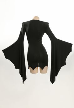 Unleash your charm in this enchanting Witch-inspired mini dress, complete with unique sleeves cutouts, making you the center of desire at any occasion. Dark Witch, Bat Wing, Sleeves Dress, Gothic Dress, Strap Design, Dress Outfit, Cross Straps, Bat Wings, Sleeve Designs