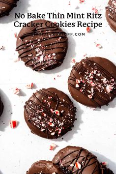 no bake thin mint ritz cracker cookies recipe with chocolate frosting and sprinkles