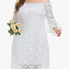 Off-Shoulder Design, Shows Your Curves With Charm; Perfect For All Occasions: Wedding Guest, Cocktail, Party, Club, Casual, Summer, Semi Formal, Fabric Type 90% Nylon, 10% Spandex. High Quality Stretch Lace Fabric, Soft And Skin-Friendly. Closure Type Pull On Neck Style Strapless/Tube Off-shoulder Lace Dress For Spring Wedding, Off-shoulder Lace Wedding Dress For Spring, Spring Wedding Off-shoulder Lace Dress, Elegant Off-shoulder White Lace Dress, Yellow Sweater Dress, Corset Back Dress, Pinup Fashion, Off Shoulder Lace Dress, Mustard Yellow Sweater