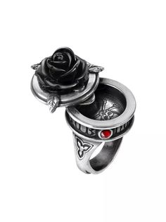 Sub Rosa Poison Ring Beautiful Goth Ring, Bit Wotchy Rings, Goth Wedding Rings 1stdibs, Malificent Wedding Ring, Luxury Gothic Ring, Luxury Gothic Skull Ring For Formal Occasions, Poison Ring Silver, Cheap Gothic Rings For Halloween, Locket Ring Poison