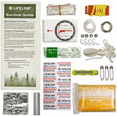 Stay safe in the outdoors without being weighed down with this lightweight survival kit conveniently housed in a weatherproof case. Includes: Weather-Resistant Carry Case 3 Safety Pins Surgical Blade 5 Wound-Closure Strips Survival Guide Emergency Whistle 10-Foot Survival Cord Map Compass Survival Blanket Quick-Spark Fire Starter Roll of Duct Tape Sheet of Aluminum Foil (18 x 12 Inch) 8-Foot Snare Wire 4 Fishing Hooks 4 Fishing Sinker Weights 50-Foot/10-Pound Fishing Line Reusable Zipper-Lock Bag Weight: 5 Ounce Model: 4052 Pieces: 29 Shtf Survival, Map Compass, Emergency Survival Kit, Survival Blanket, Survival Supplies, Survival Equipment, Survival Food, Wilderness Survival, Survival Tools