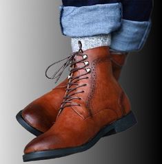 Leather Boots (men), Men Leather Boots, Custom Design Shoes, High Ankle Boots, Leather Boot Shoes, Martin Boots, Lace Up Ankle Boots, Artificial Leather, Military Fashion