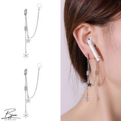 Bjux - Cobre chapado en oro con circonio inalámbrico Bluetooth anti-pérdida de auriculares pendientes de cadena estilo simple personalidad pendientes Trendy Cubic Zirconia Single Cartilage Earring, Trendy Silver Cubic Zirconia Earrings, Trendy Single Cubic Zirconia Earring, Trendy Dangle Cubic Zirconia Earrings, Trendy Cubic Zirconia Dangle Earrings, White Gold Metal Cartilage Earrings, White Gold Dangle Cartilage Earring, Airpods Accessories, Ear Clips