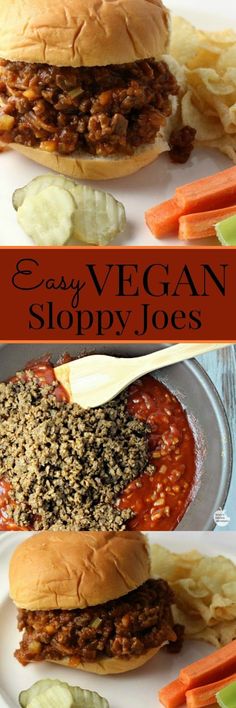 easy vegan sloppy joes recipe on a plate