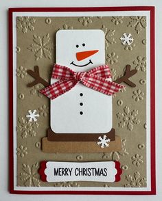 a christmas card with a snowman on it