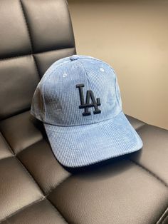 Color: BLUE  Adjustable LA hat  MLB  Corduroy material Unisex Blue Snapback Baseball Cap For Winter, Adjustable Blue Baseball Cap For Winter, Blue Curved Brim Baseball Cap For Winter, Lids Hat, Hat Aesthetic, Corduroy Material, My Wife Is, Adjustable Hat, Trucker Cap