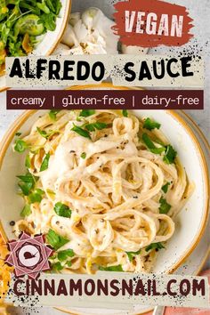 vegan alfredo sauce with creamy, gluten - free dairy - free pasta