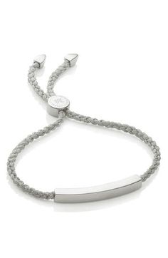 Inspired by traditional friendship bracelets, this layer-ready piece has a metallic woven cord and a slender bar crafted from precious metal. Exclusive US retailer Adjustable slide closure Can be engraved; >see locations Recycled sterling silver/textile Imported Modern Silver Bracelet With Adjustable Length, Everyday Silver Jewelry With Sliding Knot, Silver Jewelry With Sliding Knot For Everyday, Classic Adjustable Engraved Braided Bracelets, Everyday Silver Jewelry With Adjustable Length, Silver Adjustable Bracelets For Everyday Wear, Minimalist Silver Braided Bracelet With Sliding Knot, Silver Minimalist Braided Bracelet With Sliding Knot, Elegant Silver Friendship Bracelet For Everyday