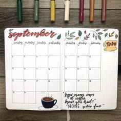 Bujo September Monthly, Bullet Journal Gilmore Girls Theme, September Bullet Journal Calendar, Gilmore Girls Bullet Journal, November Monthly Spread, Bujo Monthly Spread, Bujo Themes