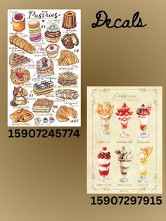 an image of desserts and pastries with the words piccads on it