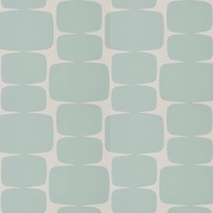 a white and light blue wallpaper with rounded shapes on the back half of it