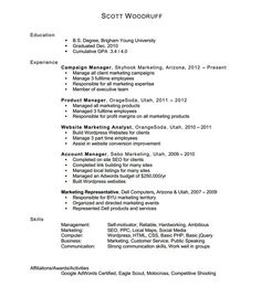 a resume for a job that is not in the worksheet, and has no work