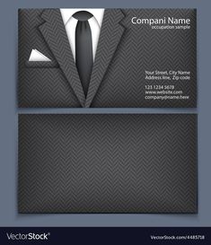 a business card with a suit and tie