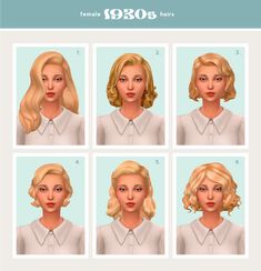 the hairstyles for women are shown in four different styles, including blonde hair