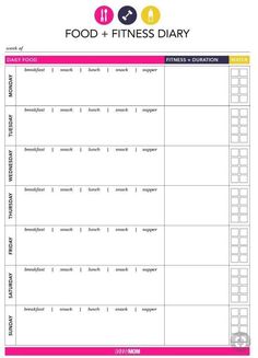 Track Training, Fitness Diary, Food And Fitness, Nutrition Classes, Printable Food, Food Tracker, Nutrition Plan, Cardio Training, Diet Vegetarian