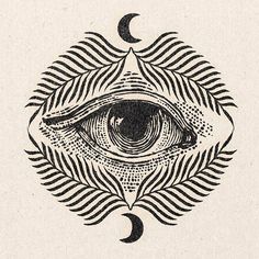 an all seeing eye with the moon in the background