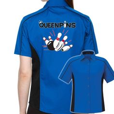 "Rule the Lanes on Bowling night....as a QUEENPIN. Complete with a crown in the logo, this is the team that will get you noticed, and make other teams watch out for you on the lanes. Perfect for Office bowling Party, or just hangin' out with the Queens. Have some fun wearing this one. Matching Men's Bowling Shirt: https://www.etsy.com/listing/1122515608/queen-pins-classic-retro-bowling-shirt?ref=listings_manager_table FEATURES: LADIES CUT 65% polyester/35% cotton twill, 4.5 oz. with a spread col Bowling Night, Retro Bowling Shirts, Custom Bowling Shirts, Manager Table, Mens Bowling Shirts, Retro Bowling, Ladies Cut, Bowling Party, Bowling Shirt