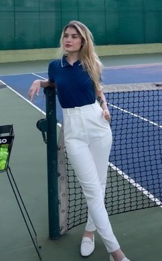 Slacks And Polo Women, Polo Day Outfits For Women, Preppy Polo Outfit, Polo Uniform Outfits Work, Polo Outfits For Women Casual, Polo Girl Outfits, Styling Polo Shirts Women, Poloshirt Outfit Ideas Women