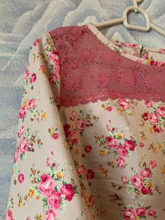 "Vintage Floral Blouse Boho Floral Lace Blouse Elegant Summer Blouse Bohemian Hippie Boho Medium Size Blouse Estimated size: M Measurements: (lying flat) Length - 24\" / 61 cm Shoulders: 15\" / 38 cm Pit to pit: 17.5\" / 45 cm Sleeve: 28\"/ 71 cm Waist: 16,5\" / 42 cm Please check measurements to insure a proper fit. Remember to allow yourself some extra room for movement. You can compare these with something from your closet that fits you well. This blouse will come to you freshly laundered and Vintage Spring Blouse With Boho Print, Spring Bohemian Half-sleeve Blouse, Flowy Vintage Blouse With Floral Print, Flowy Floral Print Vintage Blouse, Vintage Floral Blouse, Bohemian Blouse With 3/4 Sleeve Floral Print, Blouse Elegant, Floral Lace Blouse, Pink One Piece