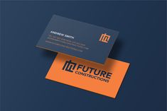 two business cards on top of each other with the words future constructions printed on them