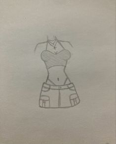 a drawing of a woman's torso and bra in the shape of a dress