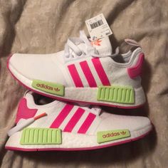 Women’s Nmd Size 5 1/2 Adidas Green Sneakers For Spring, Pink Sneakers With Boost Midsole For Spring, Pink Cushioned Sneakers For Spring, Adidas Shoes Women, Adidas Pink, Shoe Inspiration, Pink Sneakers, Pink Adidas, Shoes Women